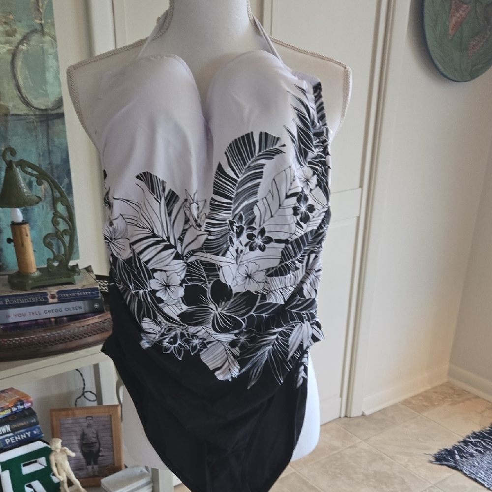 Black & White Floral One-Piece Swimsuit